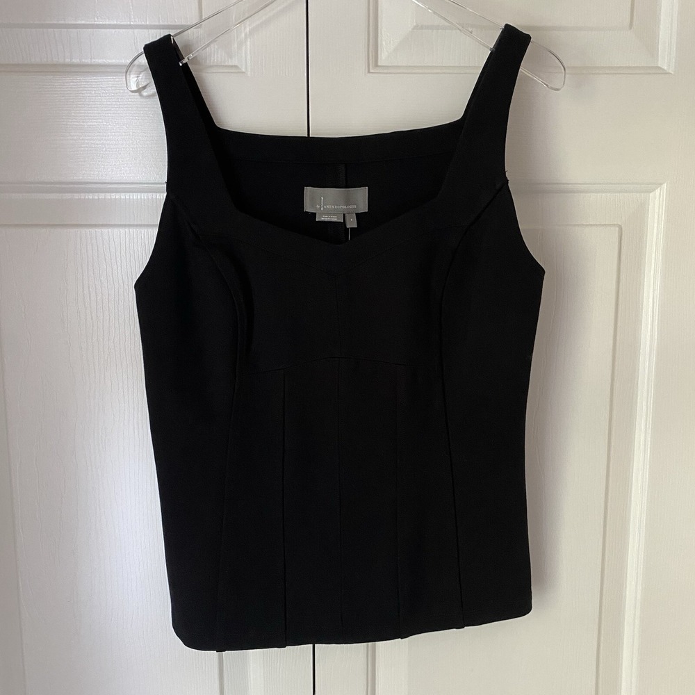 Anthropologie Black Tank Top Size S NEW Neck Side‎ Zip Pullover Viscose